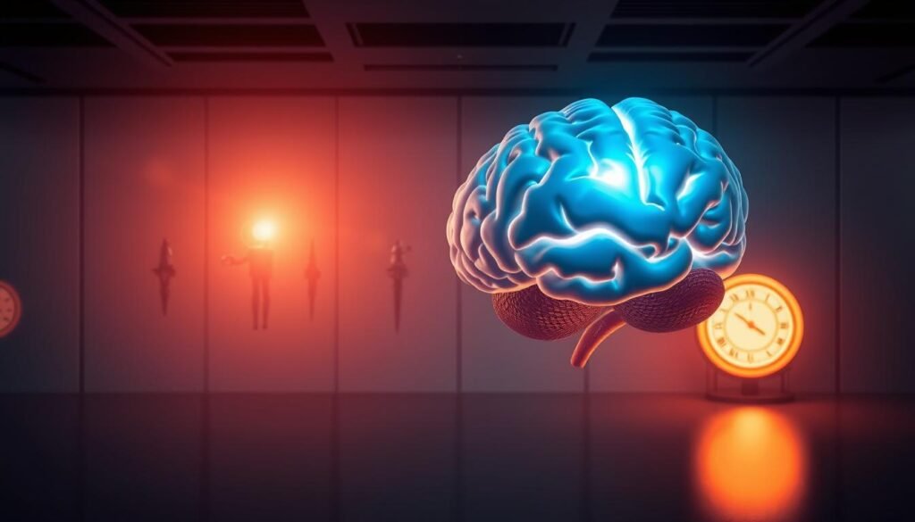 A vibrant, high-resolution image depicting cognitive enhancement. In the foreground, a human brain glows with an inner light, conveying a sense of heightened mental capacity. The middle ground showcases various technologies - from neural implants to futuristic headsets - that augment and optimize brain function. The background features a sleek, minimalist laboratory setting, with clean lines and muted tones that create a sense of scientific advancement. Warm, directional lighting casts dramatic shadows, adding depth and visual interest. The overall mood is one of innovation, progress, and the limitless potential of the human mind. A vibrant, high-resolution image depicting cognitive enhancement. In the foreground, a human brain glows with an inner light, conveying a sense of heightened mental capacity. The middle ground showcases various technologies - from neural implants to futuristic headsets - that augment and optimize brain function. The background features a sleek, minimalist laboratory setting, with clean lines and muted tones that create a sense of scientific advancement. Warm, directional lighting casts dramatic shadows, adding depth and visual interest. The overall mood is one of innovation, progress, and the limitless potential of the human mind.
